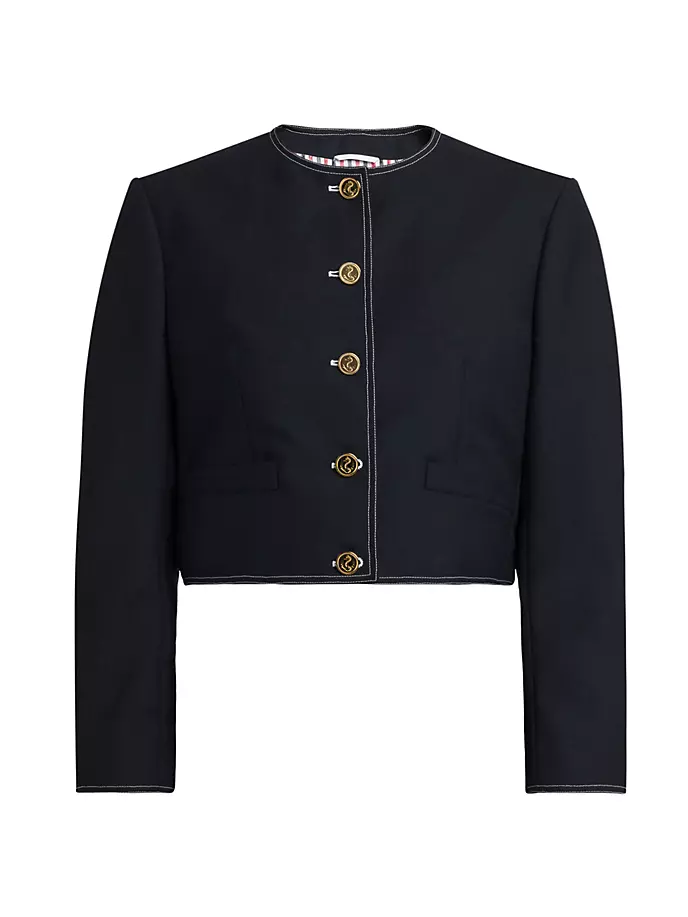

Шерстяной кардиган со складками Thom Browne, темно-синий