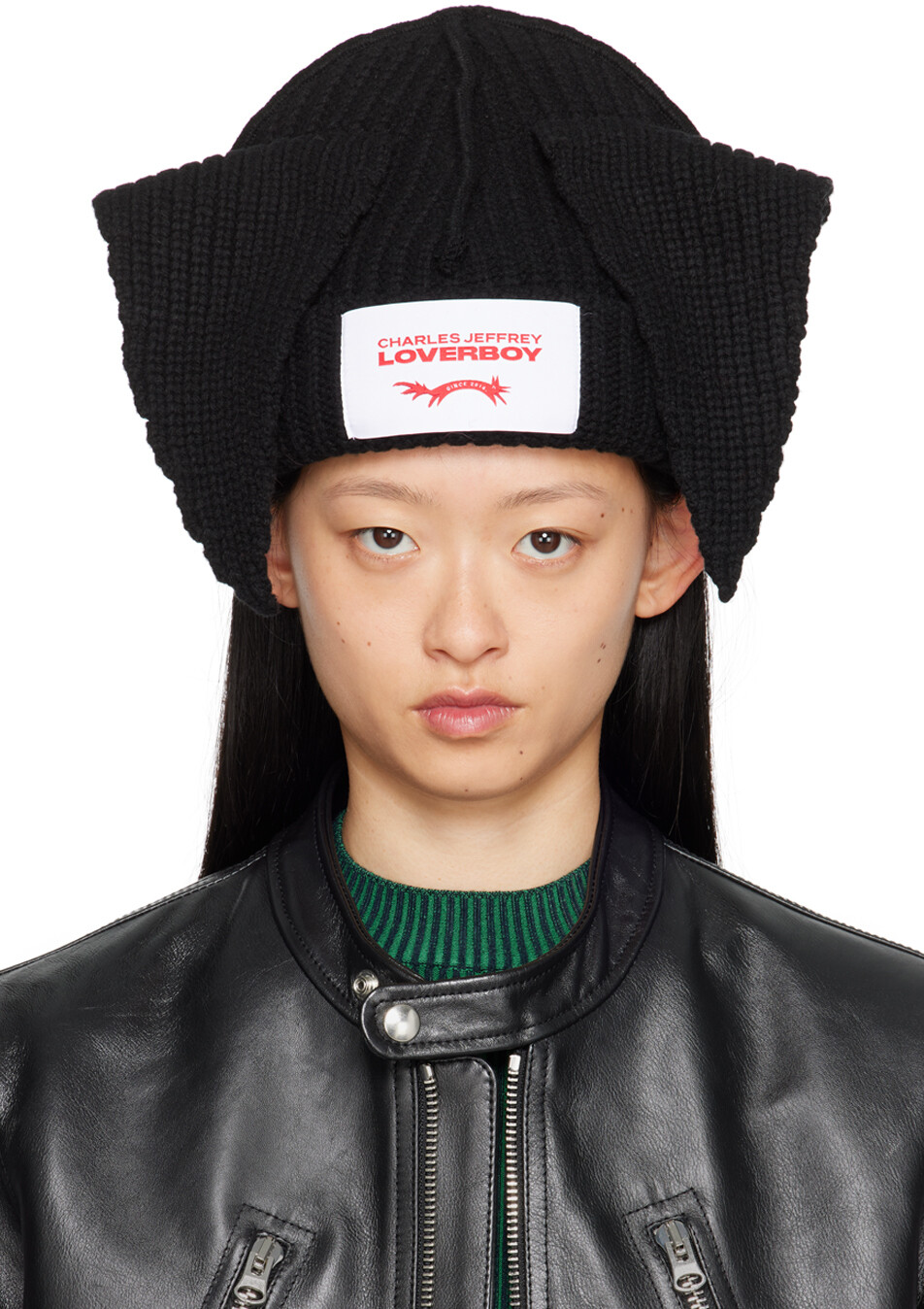 

Черная шапка с гибкими ушками Charles Jeffrey LOVERBOY