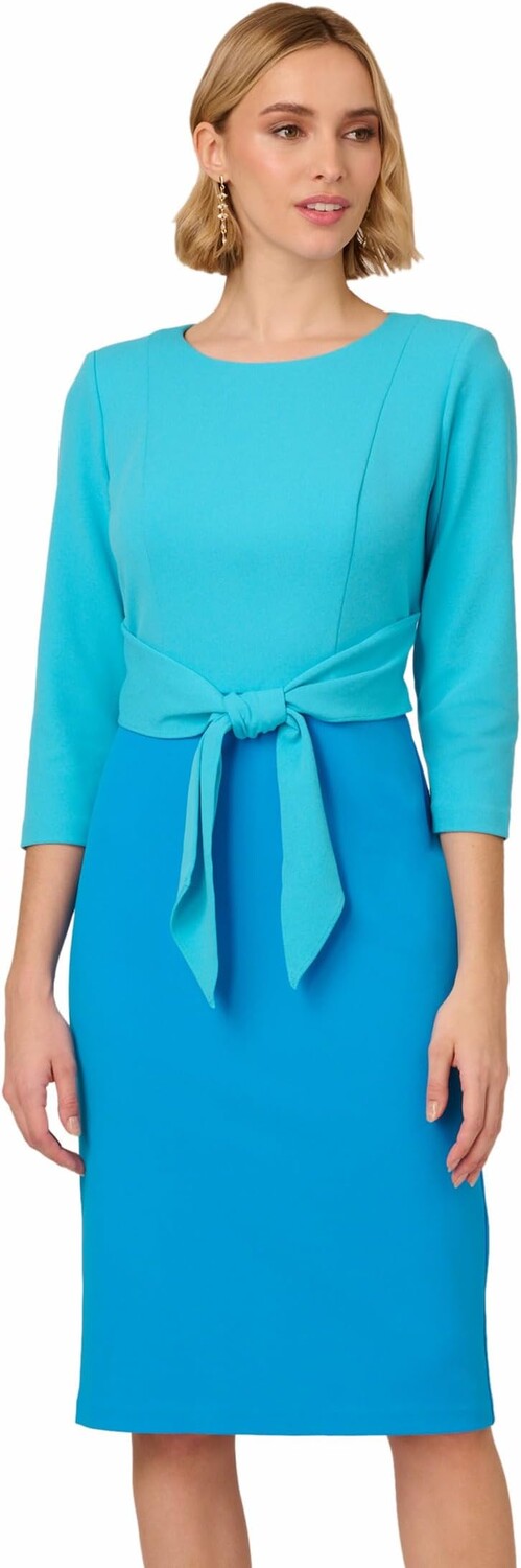 

Платье Adrianna Papell Colorblock Tie Front Dress, цвет Cerulean/Azure