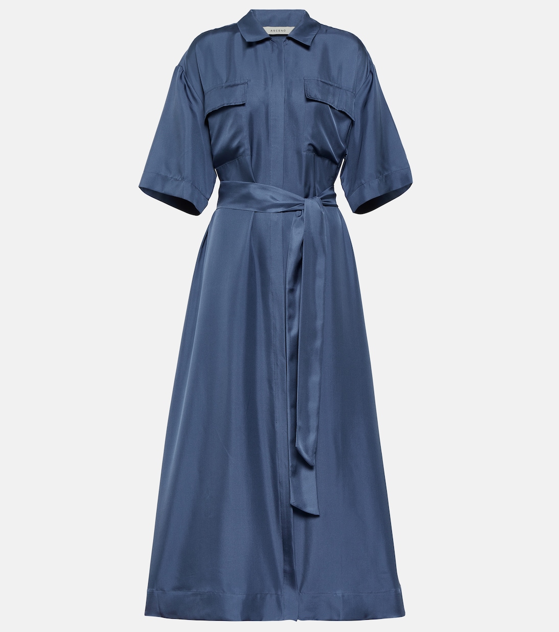 Шелковое платье макси amina Asceno, синий