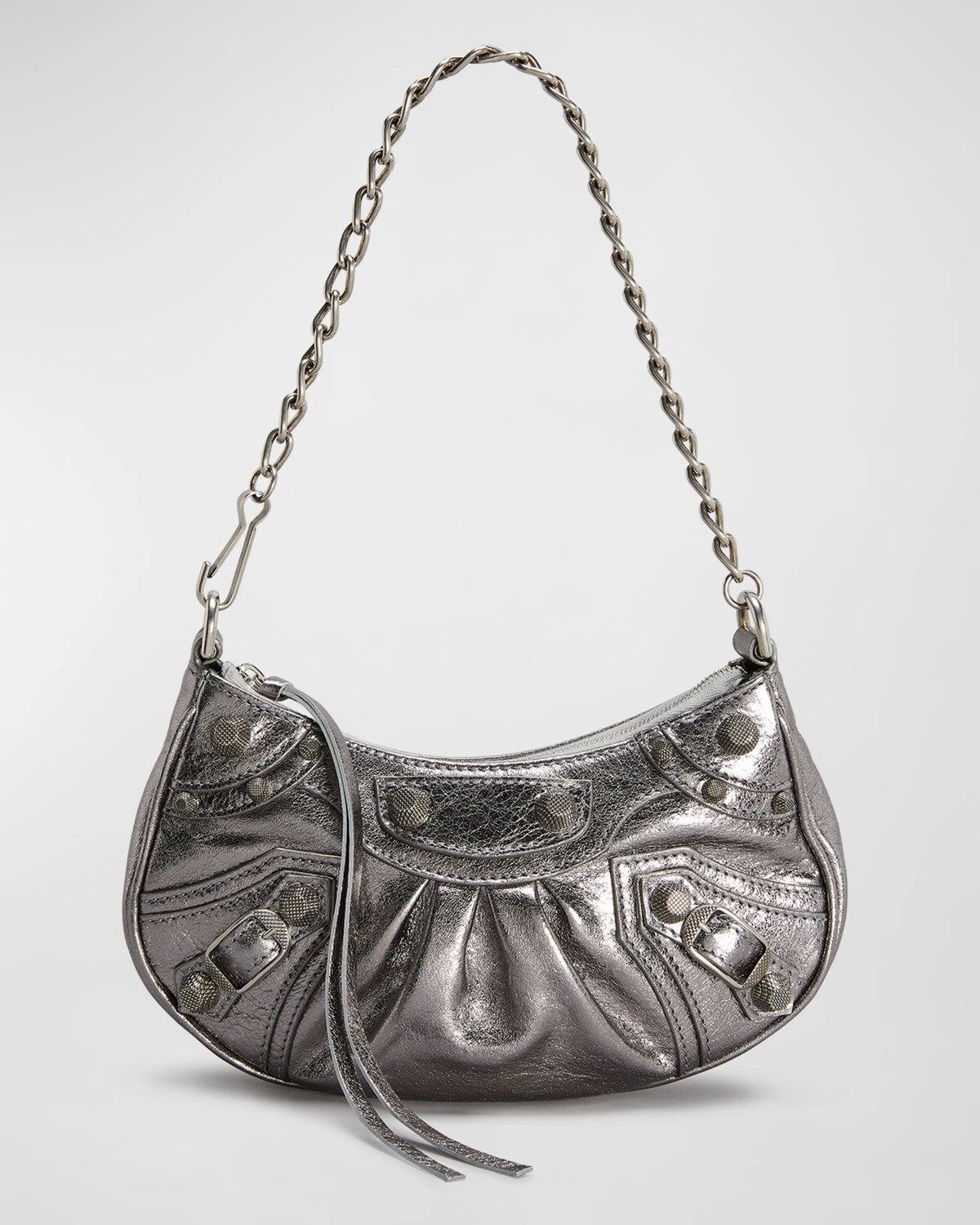 

Миниатюрная сумка Le Cagole металлик с цепочкой Balenciaga, цвет 8103 Silver