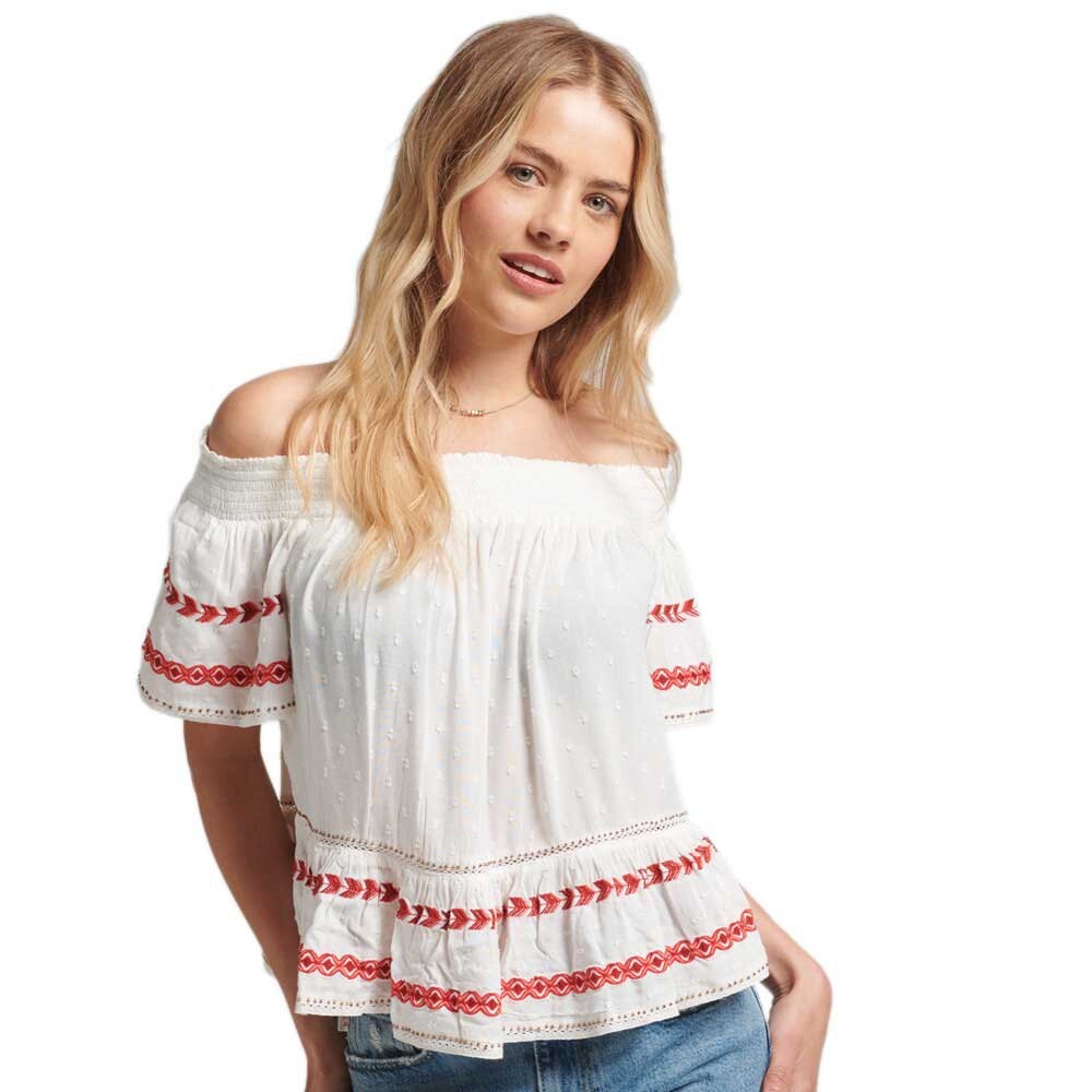 

Рубашка Superdry Vintage Emb Off Shoulder Top, белый