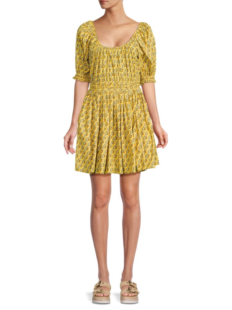 Мини-платье Anika с цветочным принтом Rhode, цвет Yellow Multi