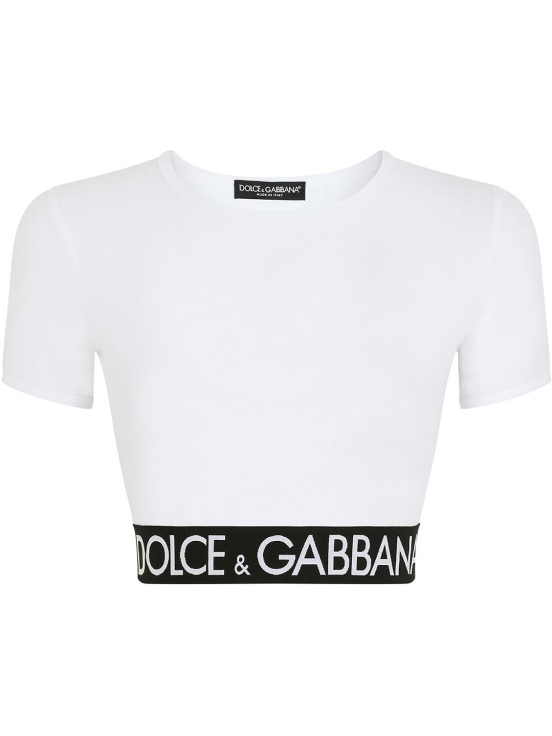 

Укороченная футболка с логотипом Dolce & Gabbana, белый