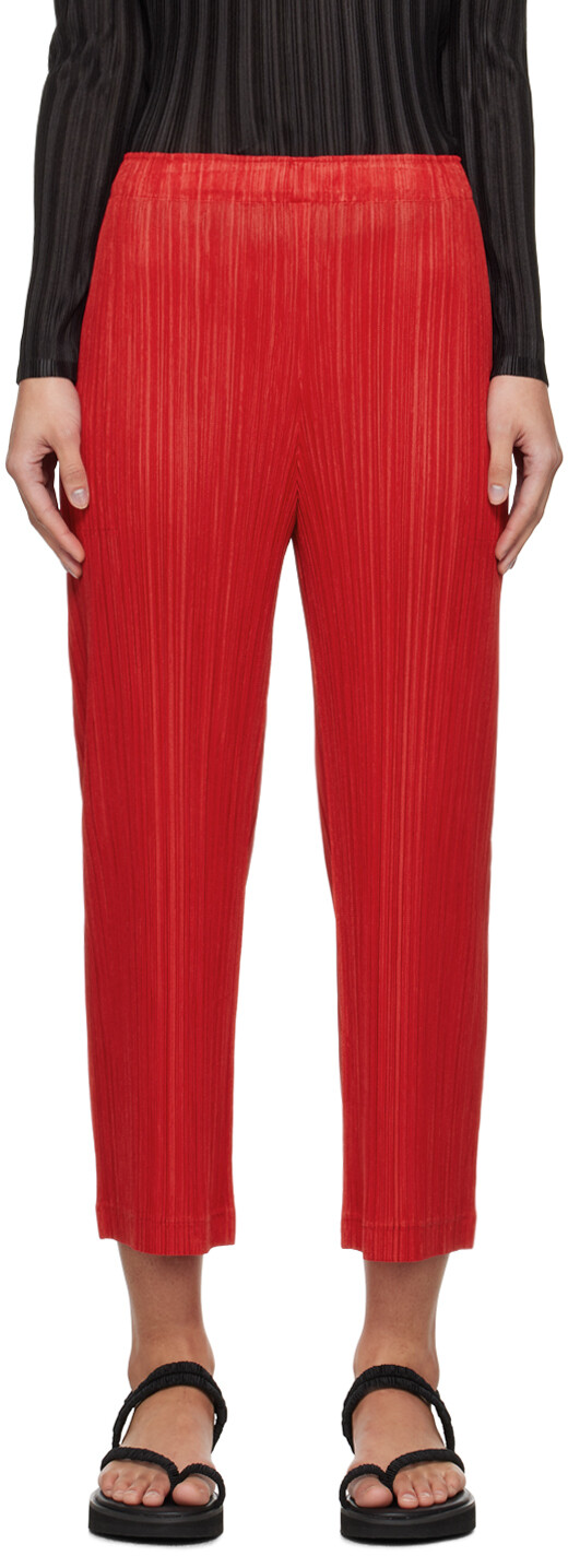 

Красные брюки с более толстым низом 1 Pleats Please Issey Miyake