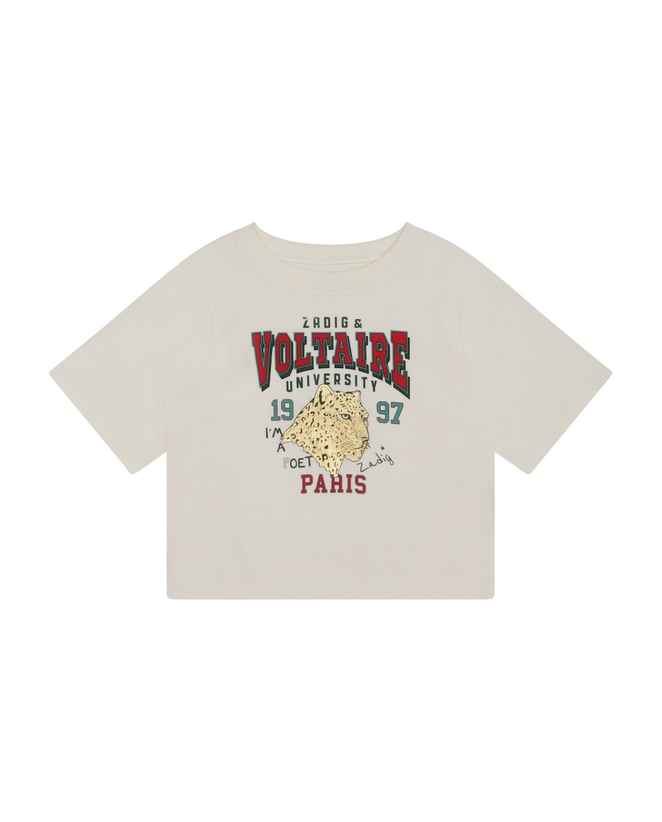 

Белая хлопковая футболка для девочки Zadig & Voltaire