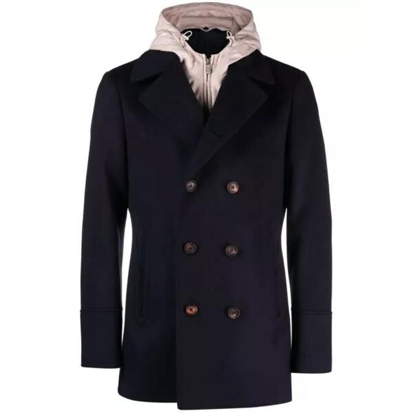 

Пальто hooded double-breasted peacoat Eleventy, черный