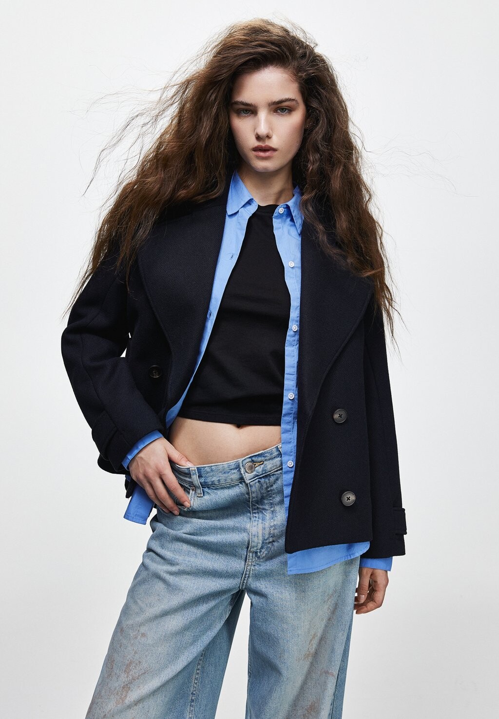 

Короткое пальто PULL&BEAR, темно-синий