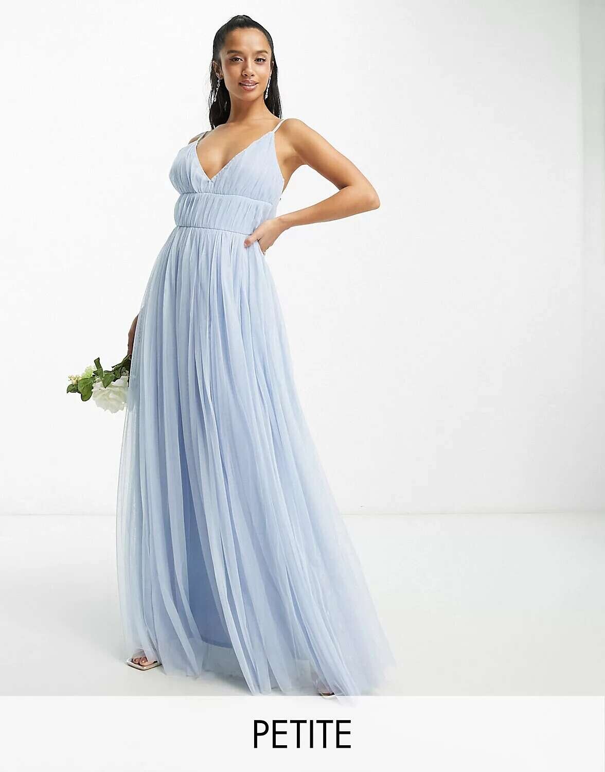 

Beauut Petite Bridesmaid Голубое многослойное платье макси из тюля, Синий