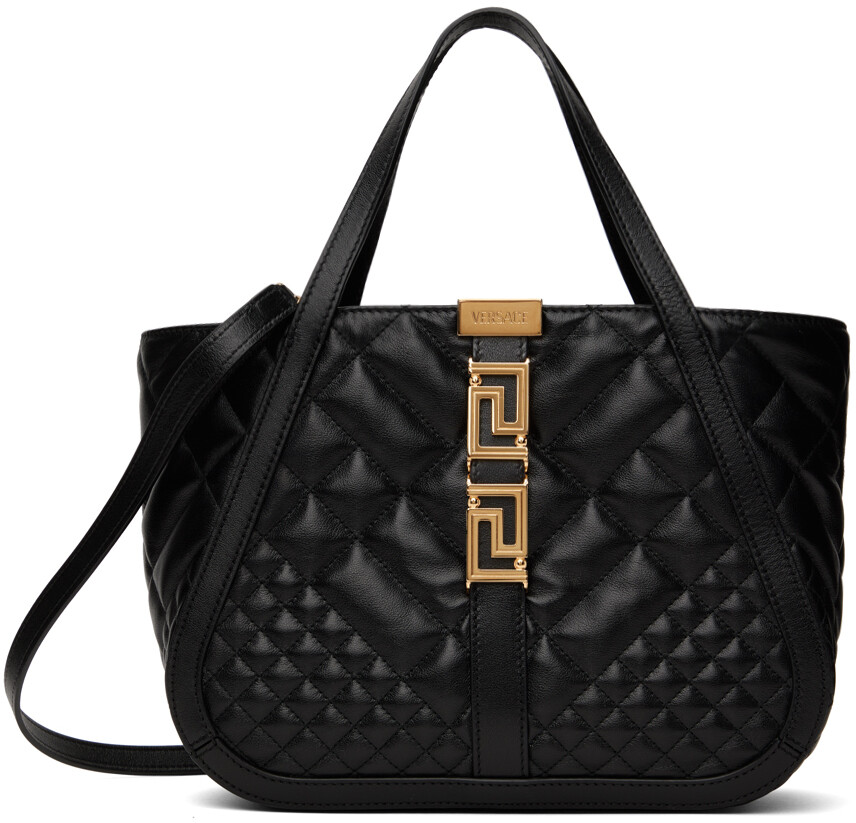 

Черная объемная сумка-тоут Goddess Greca Versace, цвет Black/Gold