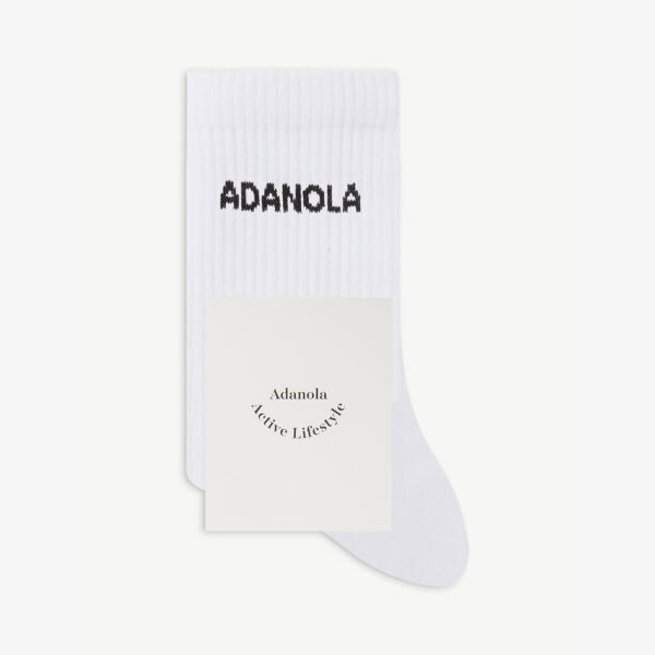 

Носки в рубчик с хлопковым принтом и логотипом Adanola, белый