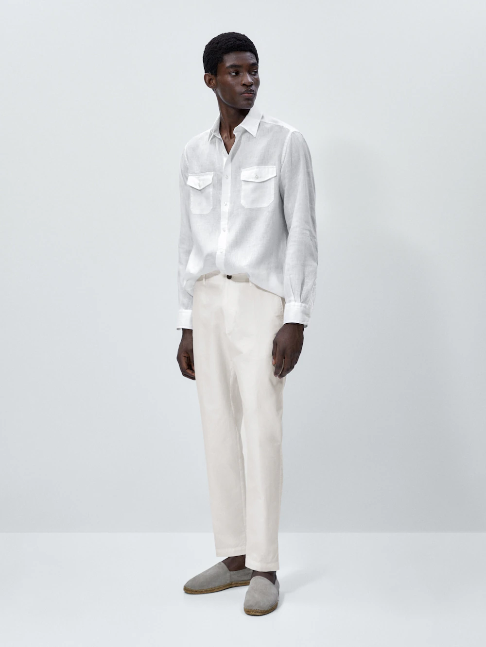 

Зауженные чино из смеси льна и хлопка Massimo Dutti, белый