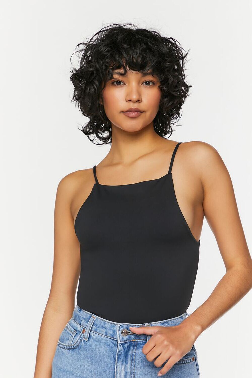 

Боди Contour с высоким вырезом Forever 21, черный