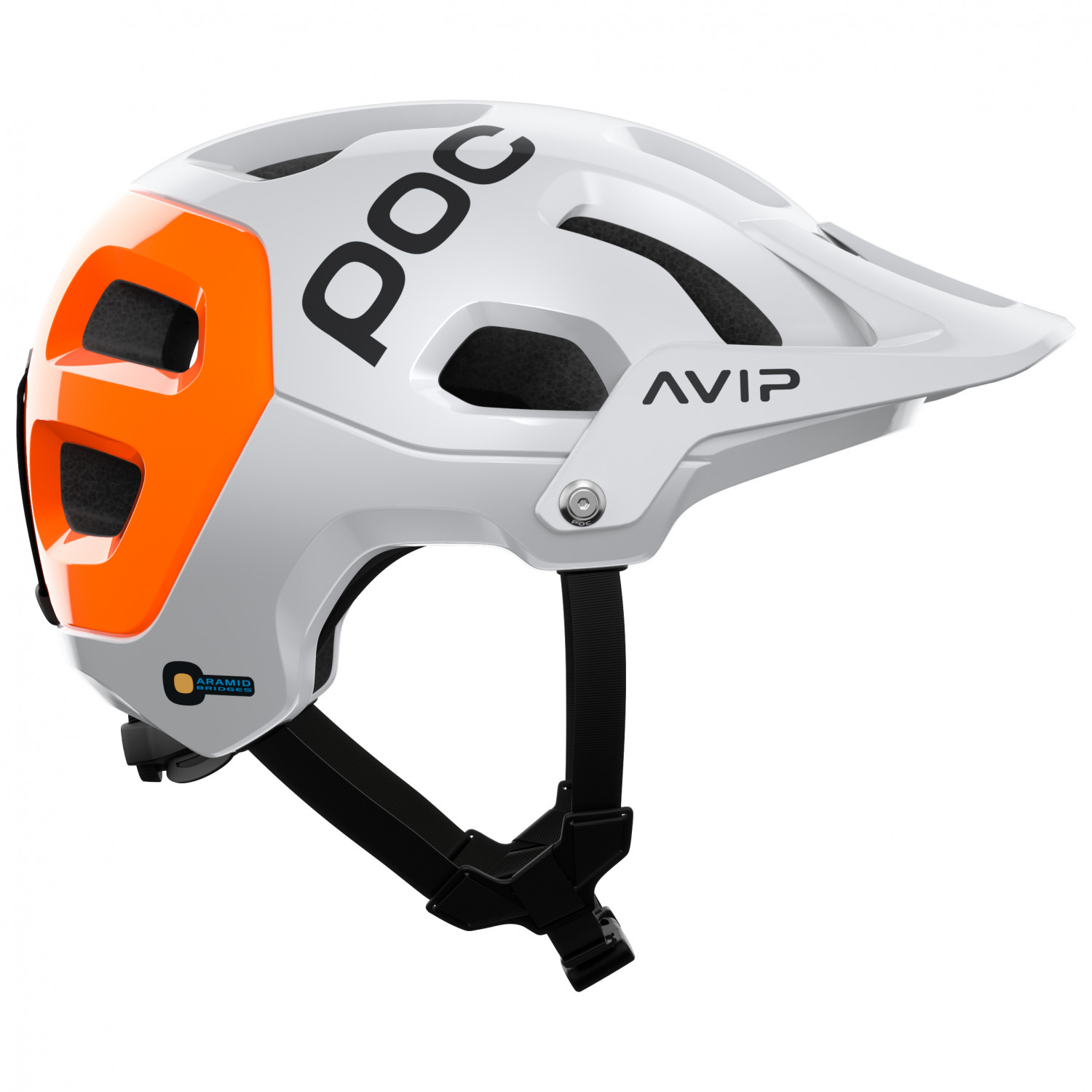Велосипедный шлем Poc Tectal Race MIPS NFC, цвет Hydrogen White/Fluorescent Orange AVIP