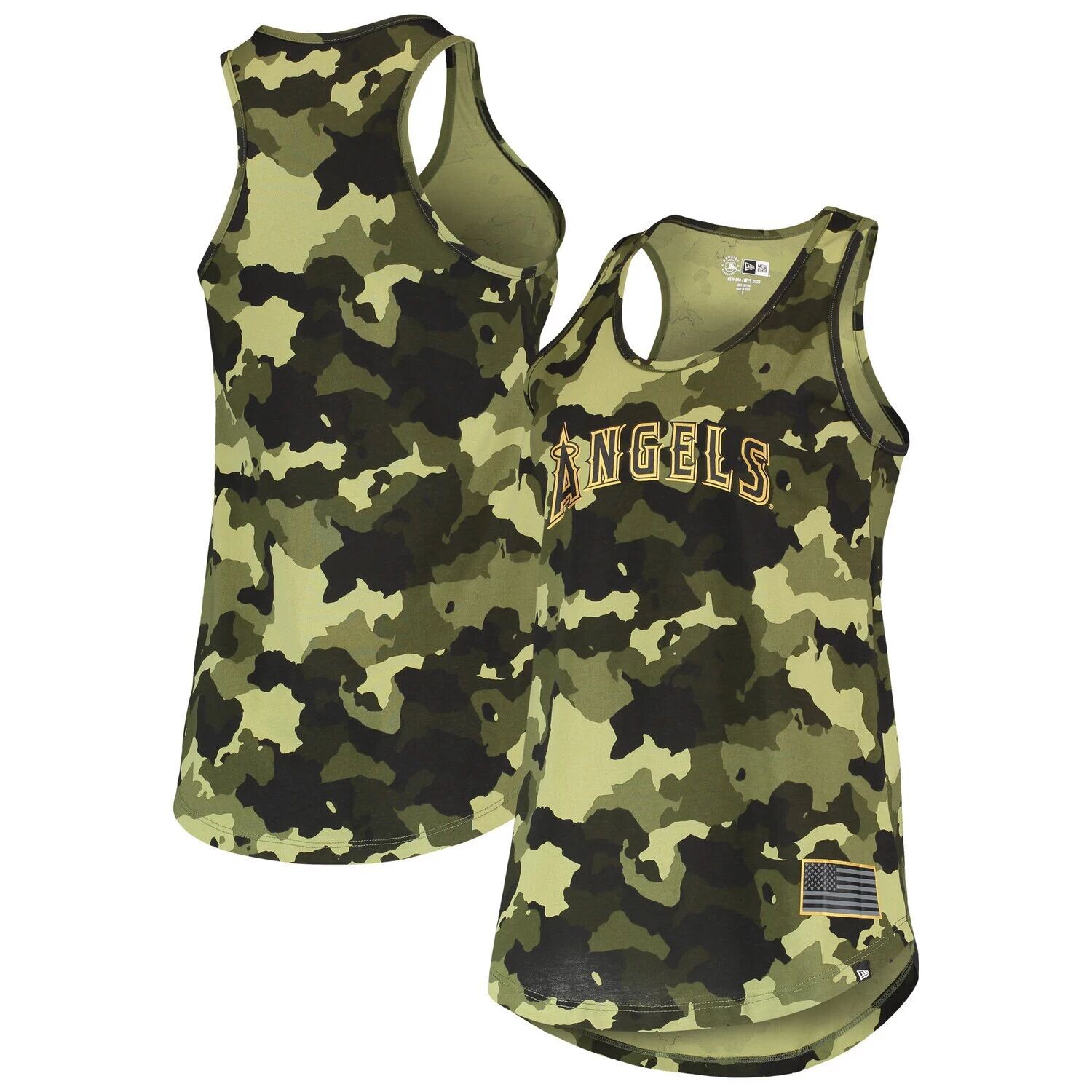 

Женская камуфляжная майка New Era Green Los Angeles Angels 2022 MLB Armed Forces Day New Era