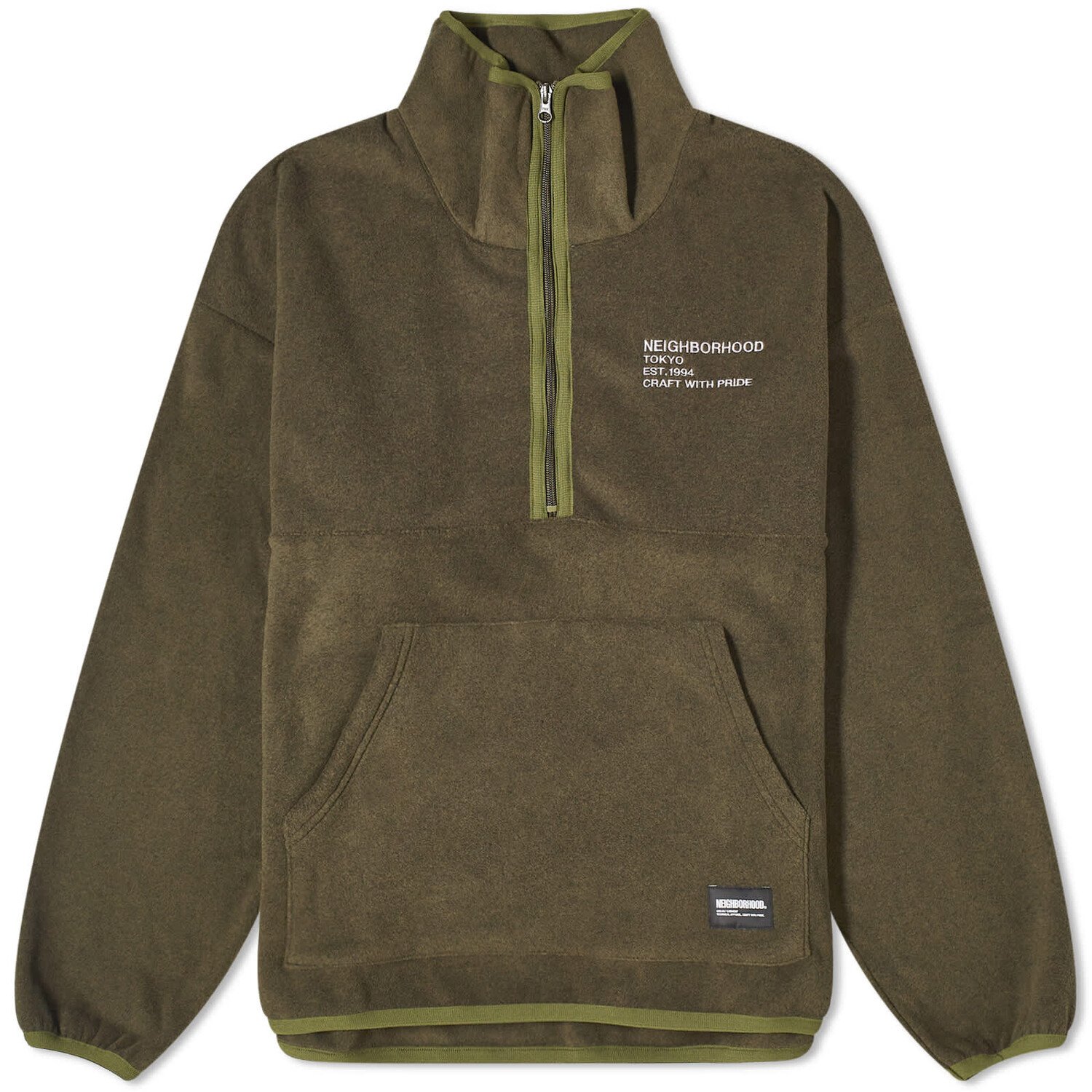 Свитер Neighborhood Fleece Half Zip Crew, цвет Olive Drab футболка neighborhood pigment dyed цвет olive drab