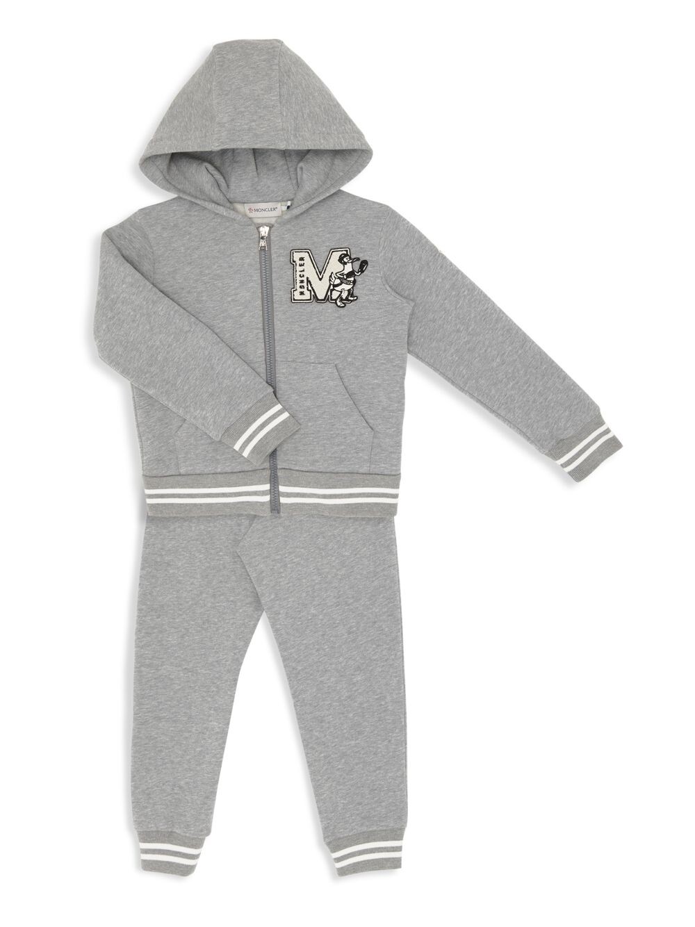 

Комплект из толстовки и спортивных штанов Little Boy's & Boy's с нашивкой-логотипом Moncler, серый