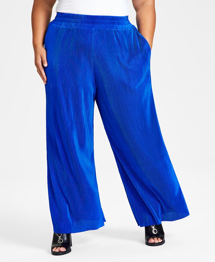 цена Широкие брюки с высокой талией больших размеров Bar III, синий