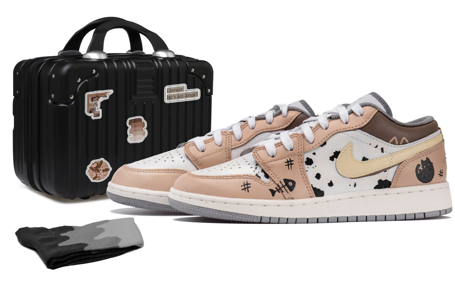 

Кроссовки Air Jordan 1 Vintage Basketball Shoes Women's Low-top White/black/yellow/brown, белый/желтый