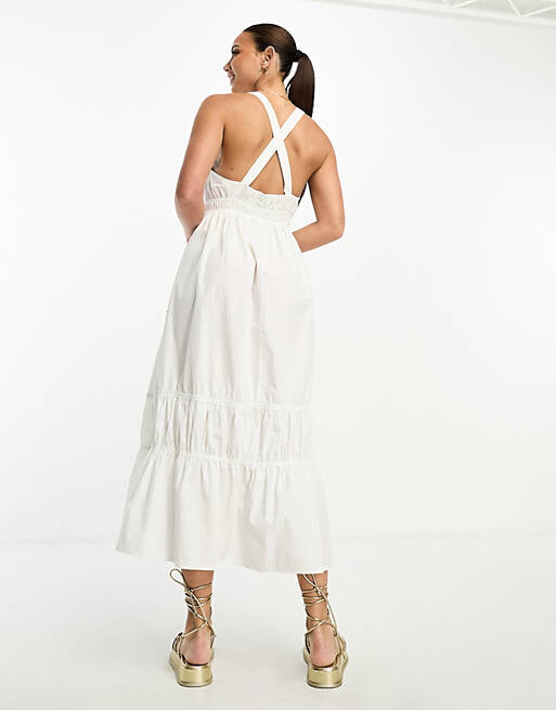 

Белое платье макси с перекрещенной спиной Vero Moda Tall, Белый