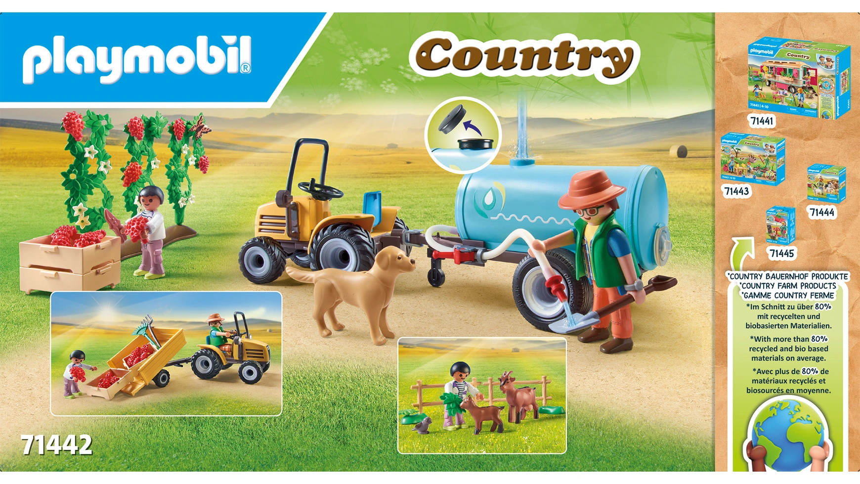 Country трактор с прицепом и баком для воды Playmobil трактор handers с прицепом животные на ферме hac1608 118 31 5 см зеленый