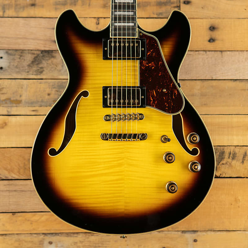 цена Электрогитара Ibanez Artcore Expressionist AS93FM Semi-hollow Electric Guitar - Antique Yellow Sunburst