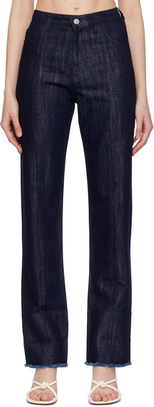 

Джинсы цвета индиго с потертостями Victoria Beckham, цвет Indigo/Silver