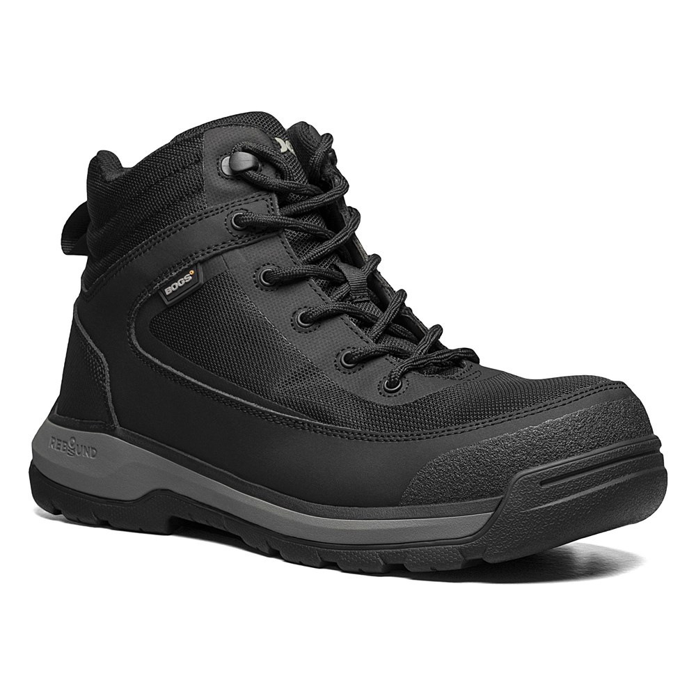 Мужские сланцевые водонепроницаемые рабочие ботинки со средним верхом и композитным носком Bogs, черный