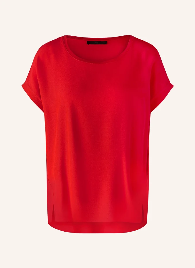 Блузка-рубашка из микса материалов Oui, красный