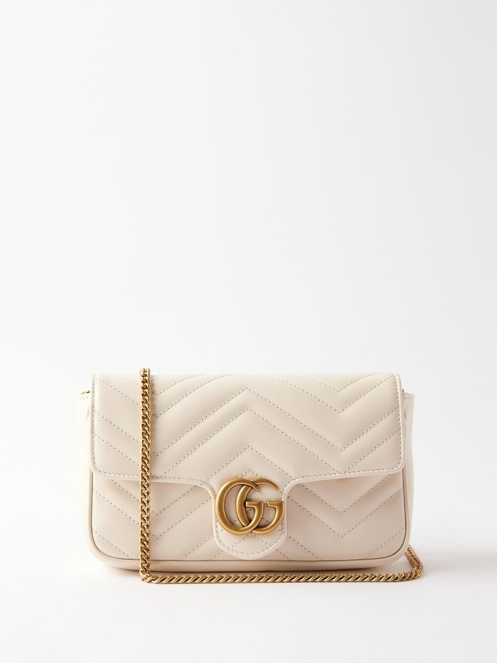 

Миниатюрная сумка через плечо gg-marmont из кожи матлассе Gucci, белый