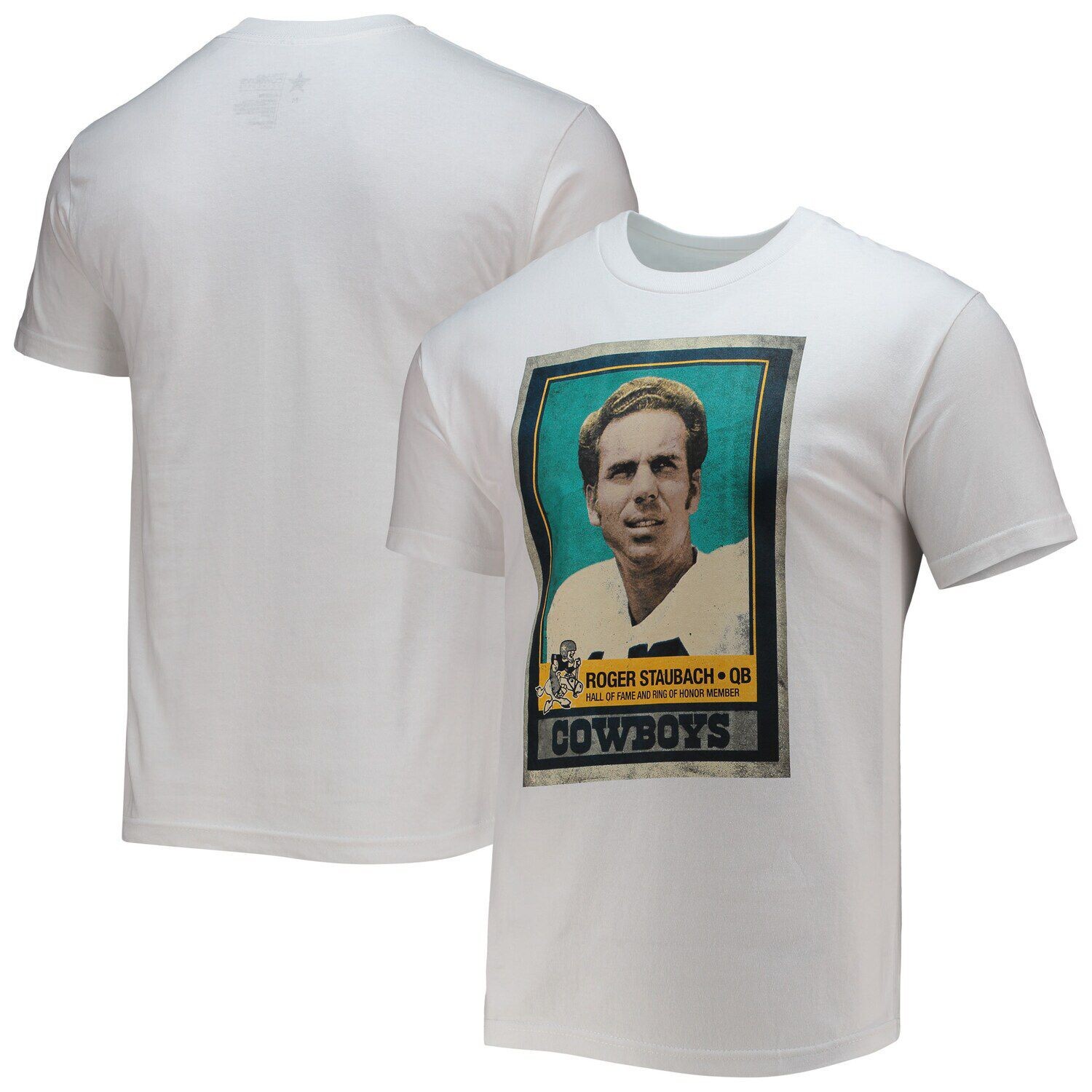 

Мужская белая футболка Roger Staubach Dallas Cowboys с именем и номером