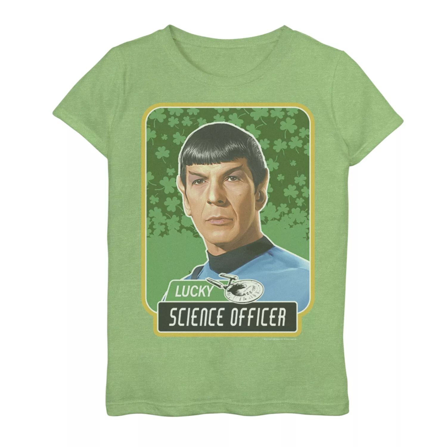 

Футболка с рисунком St. Patty's Spock для девочек 4–16 лет Star Trek Next Generation St. Patty's Spock Licensed Character