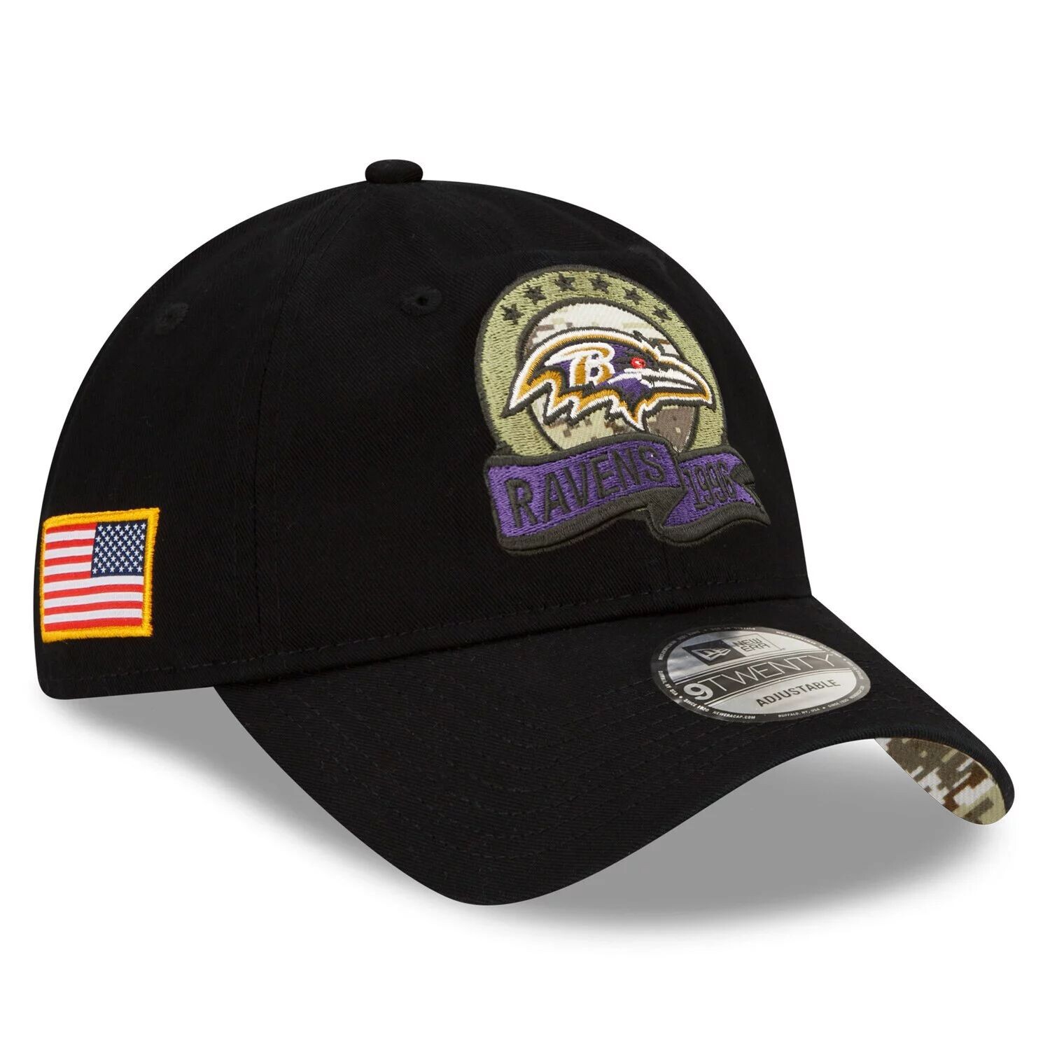 

Мужская регулируемая кепка New Era Black Baltimore Ravens 2022 Salute To Service 9TWENTY