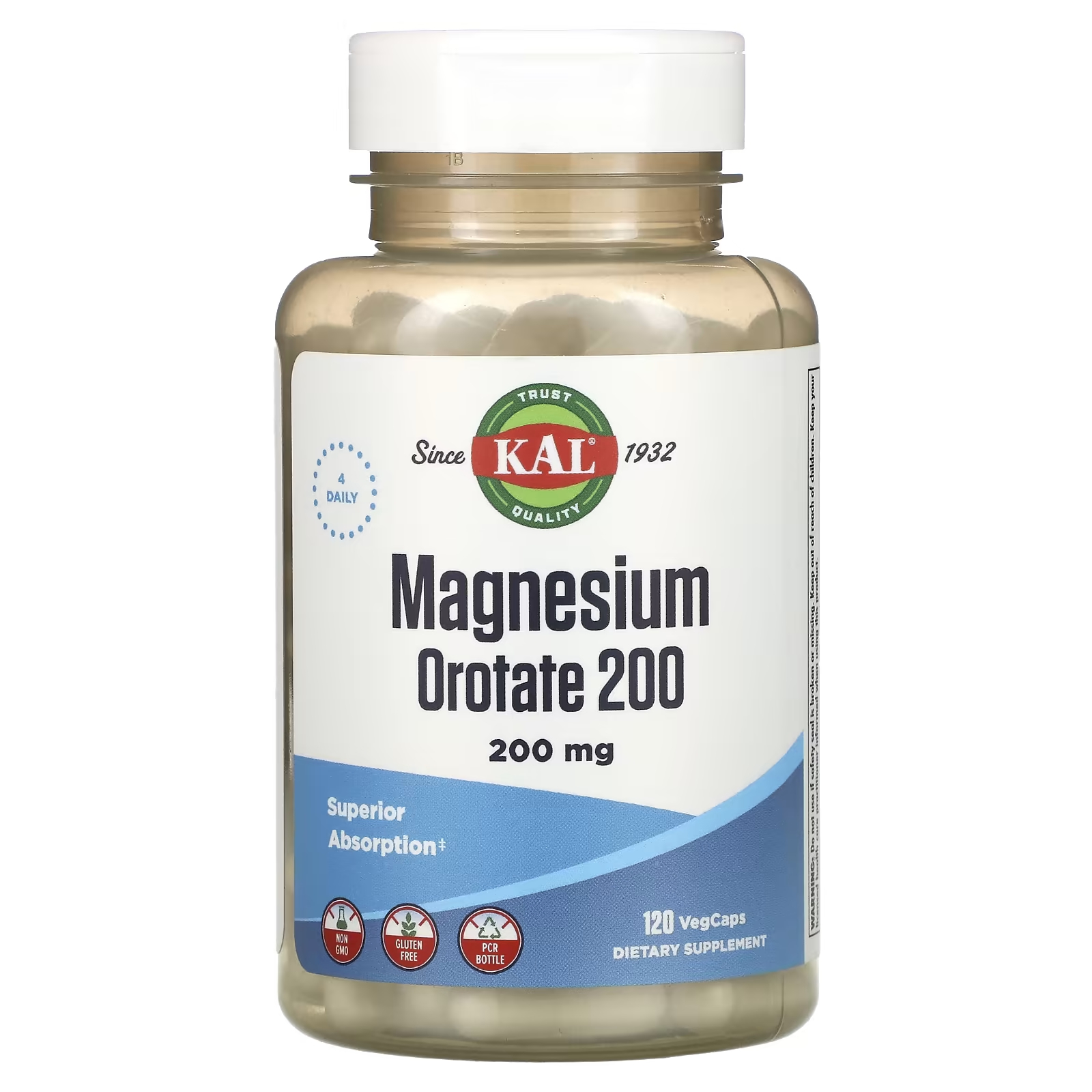 Оротат магния KAL 200 мг kal магния оротат 200 50 мг 120 вегетарианских капсул