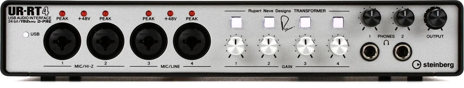 

USB-аудиоинтерфейс Steinberg UR-RT4 с четырьмя трансформаторами Rupert Neve