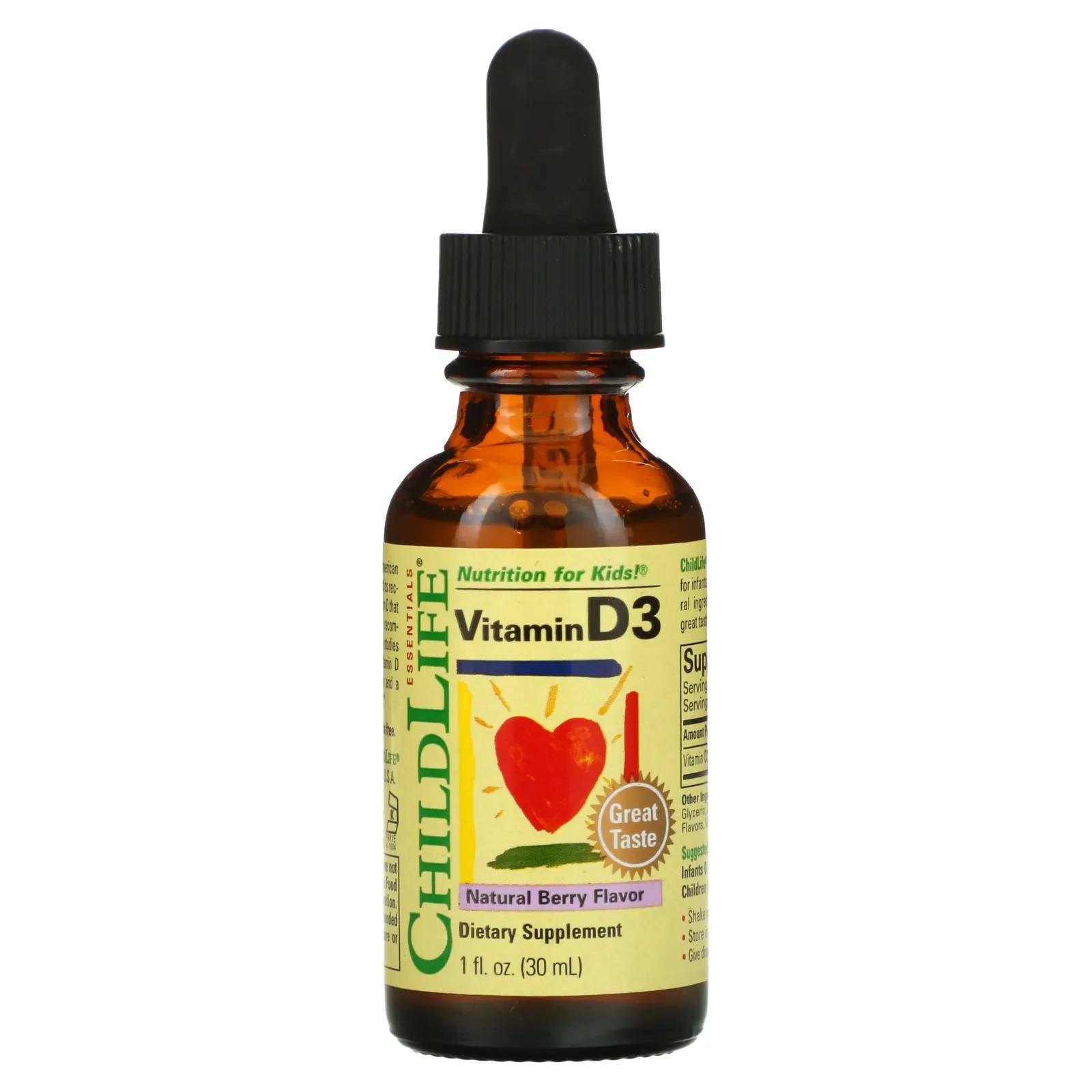 ChildLife Витамин D3 натуральный аромат ягод (29,6 мл) 1 жидкая унция