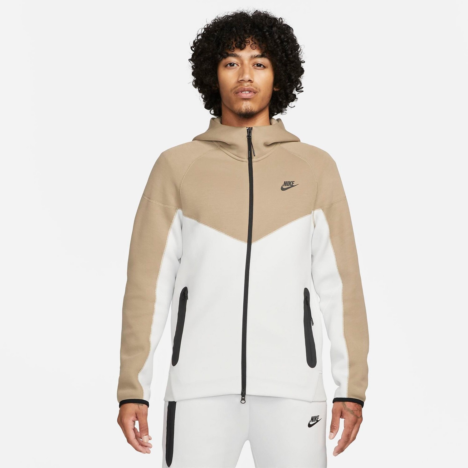 

Мужская худи с молнией во всю длину Nike Tech Fleece Windrunner, белый