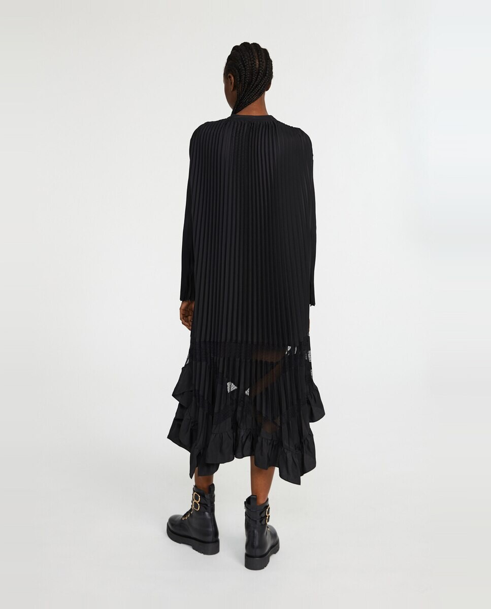 

Длинное плиссированное платье с рюшами Claudie Pierlot, черный