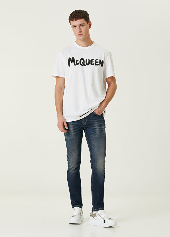 

Синие джинсовые брюки с логотипом Alexander McQueen, Синий