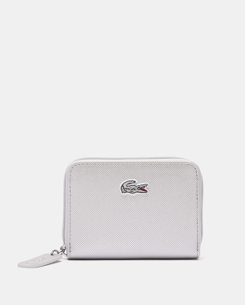 

Маленький серебряный кошелек на молнии Lacoste, серебро