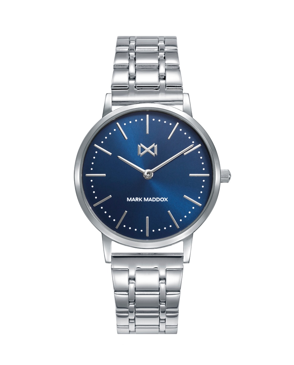 Женские часы Greenwich из стали с синим циферблатом и браслетом Mark Maddox, серебро