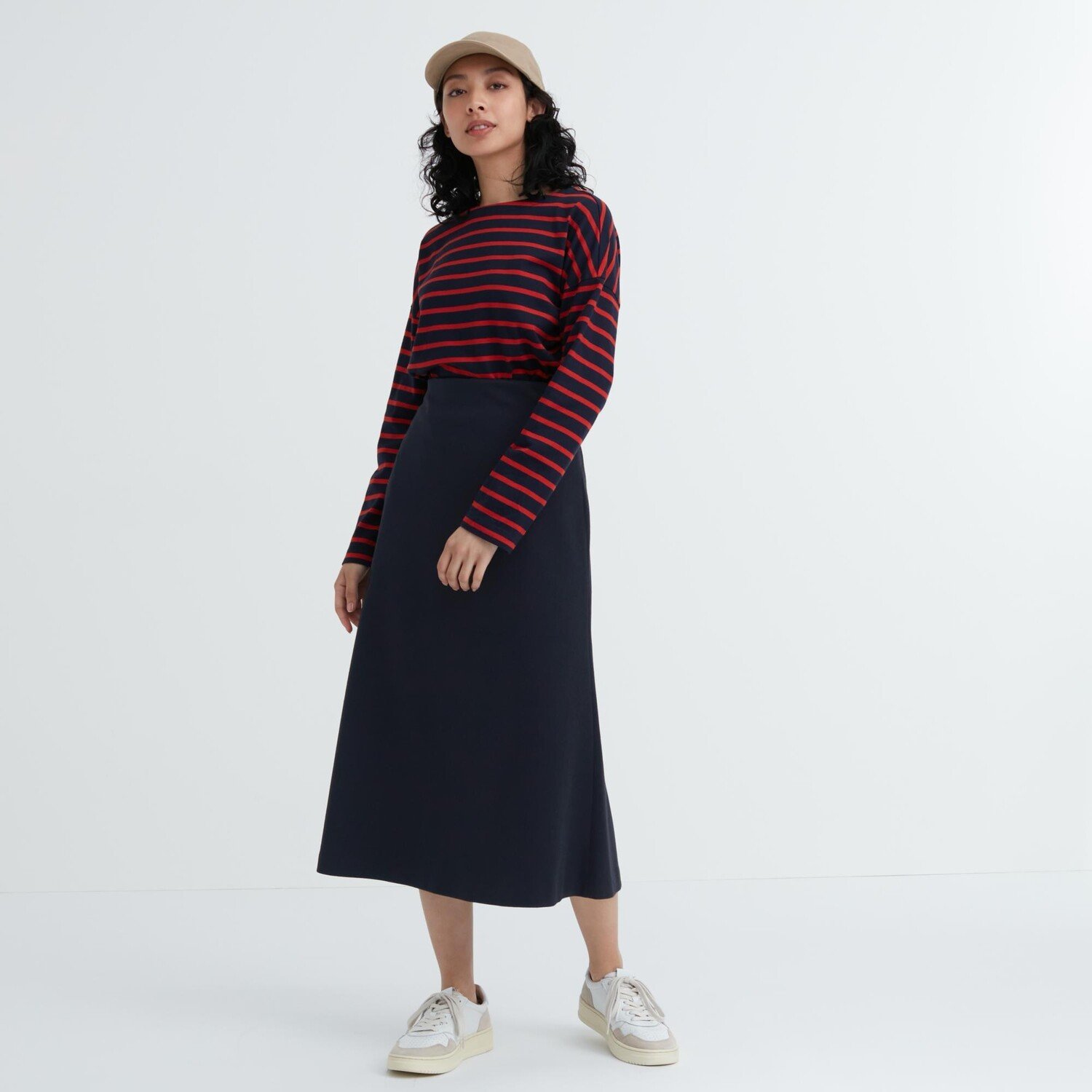 

Расклешенная юбка из начесанного джерси Uniqlo, темно-синий