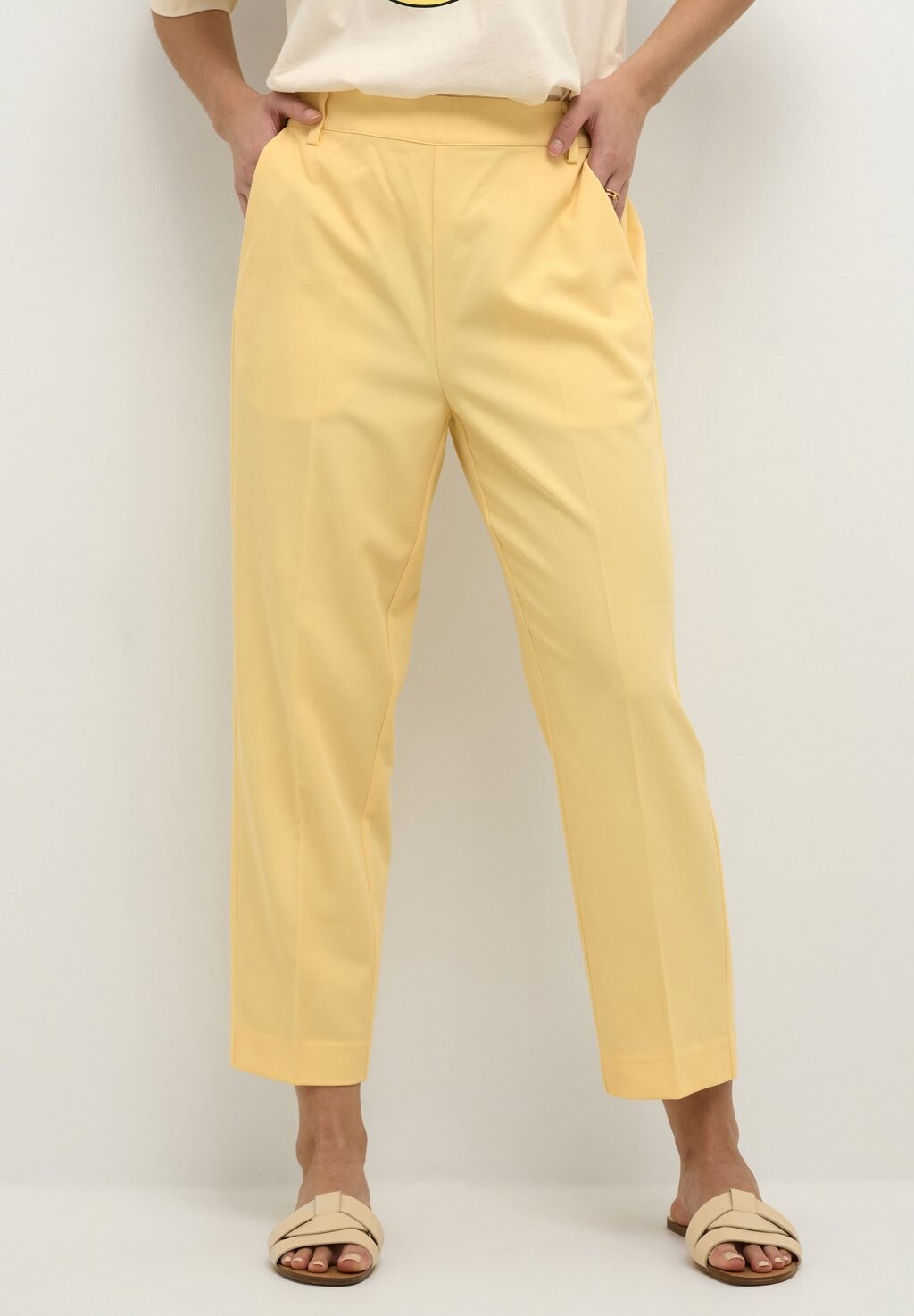 

Брюки Kaffe Sakura Hw Cropped, бледно-банановый, Желтый