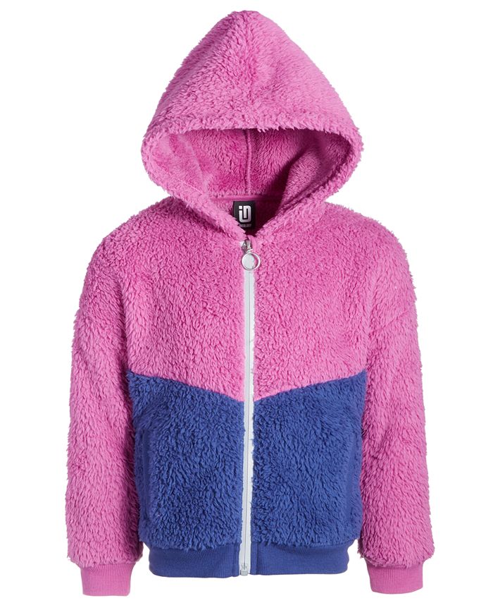 Куртка из искусственной шерпы с цветными блоками для маленьких девочек ID Ideology, фиолетовый