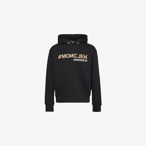 

Свободная толстовка из хлопкового трикотажа с тисненым брендингом Moncler Grenoble, черный