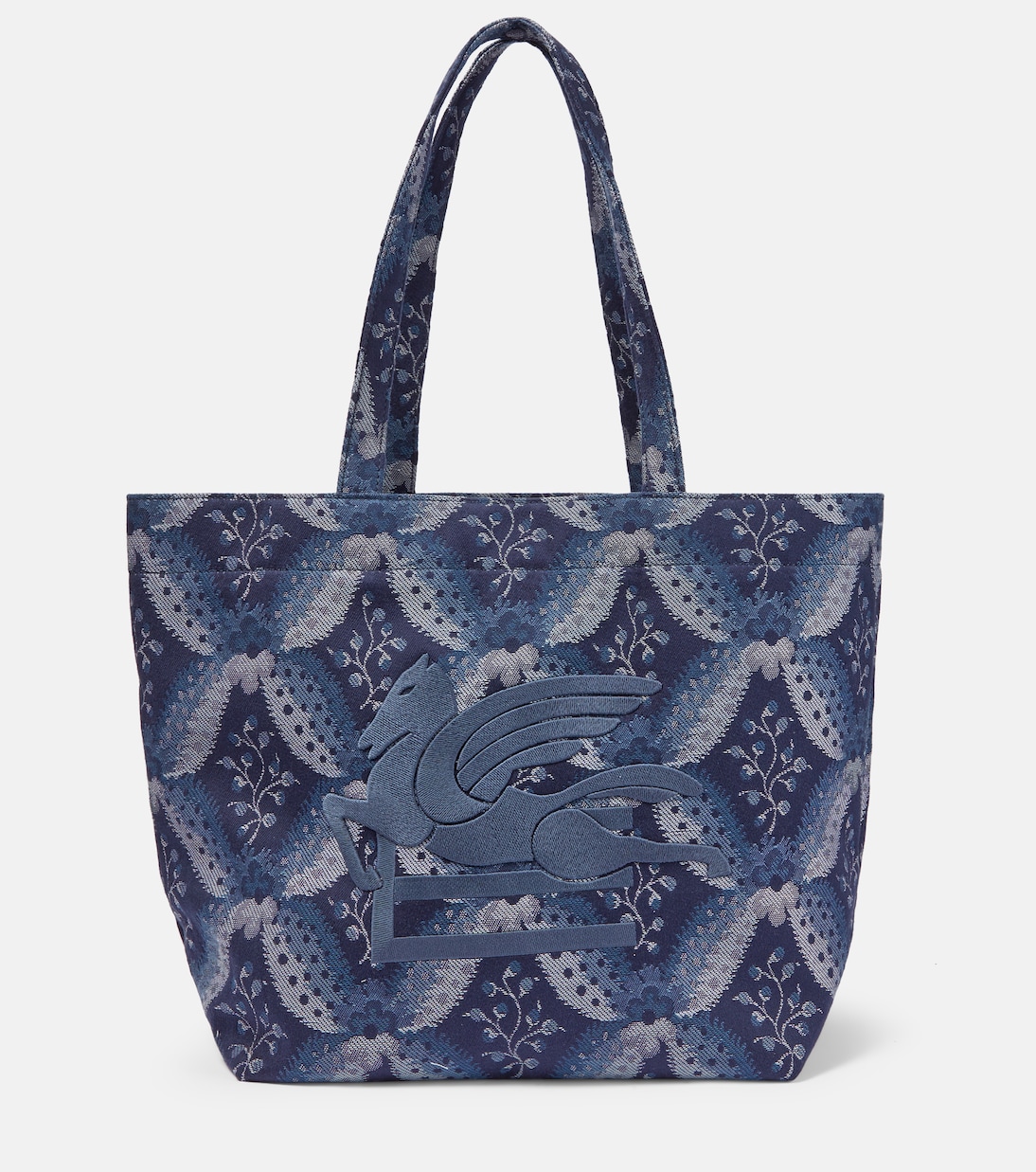Мягкая жаккардовая сумка-шоппер среднего размера Etro, синий сумка шоппер женская fila синий размер без размера