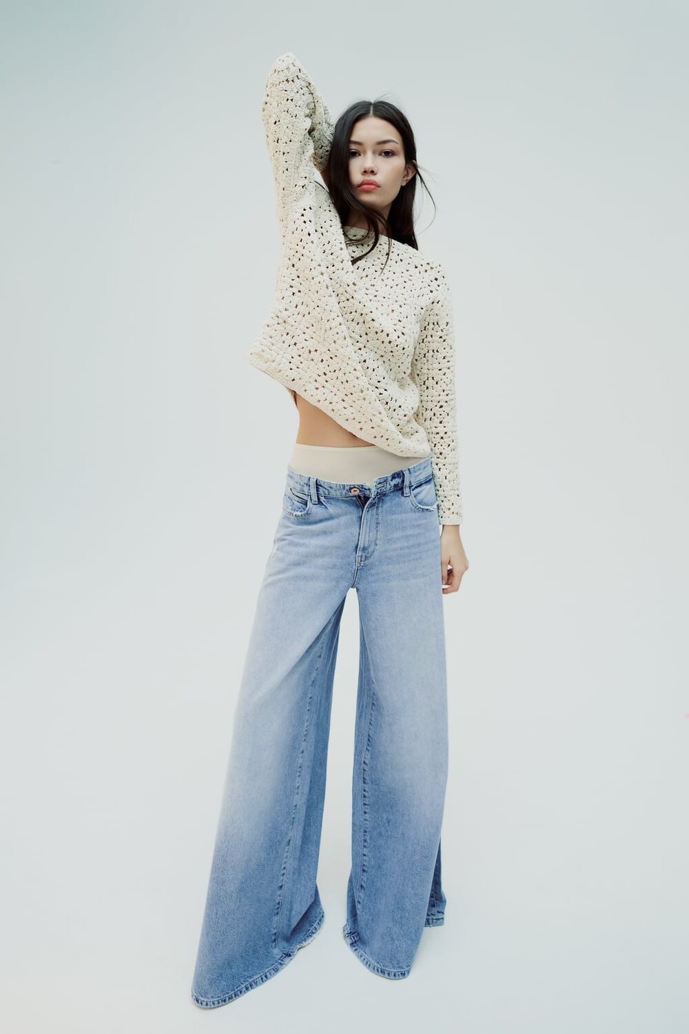

Свитер из синели крючком ZARA, мид экрю