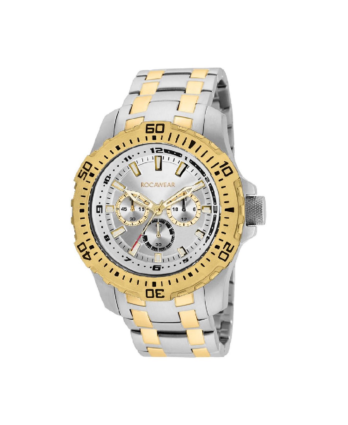 цена Мужские двухцветные часы с металлическим браслетом 50 мм Rocawear