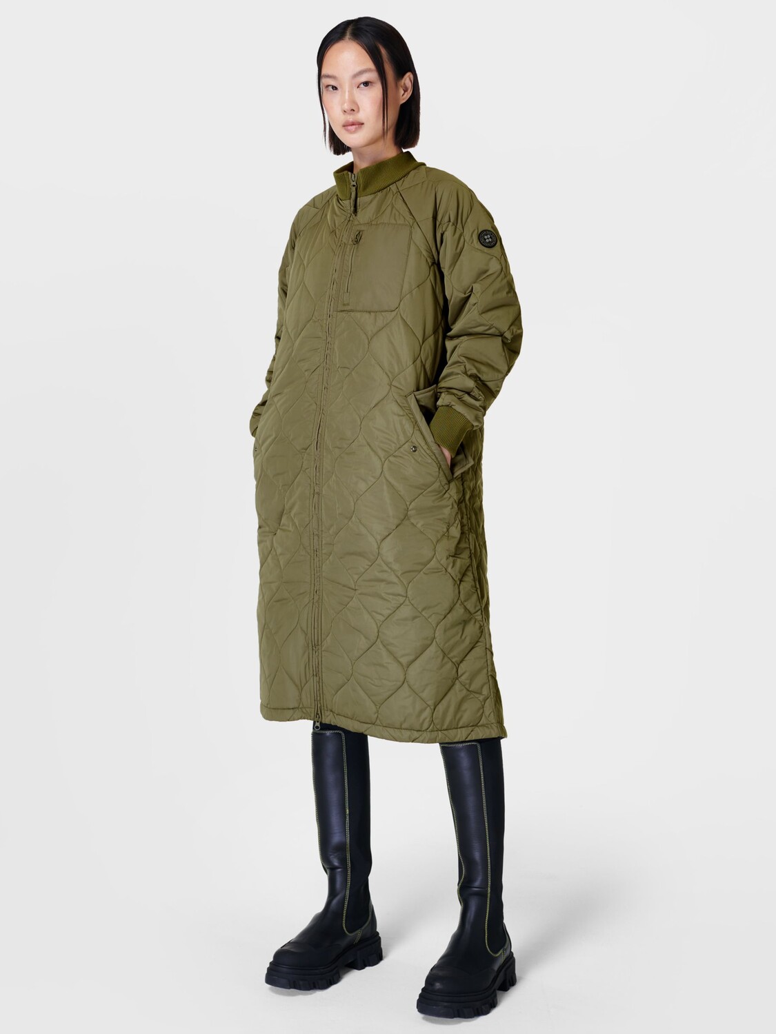 

Стеганое длинное пальто Sweaty Betty, сосновый зеленый