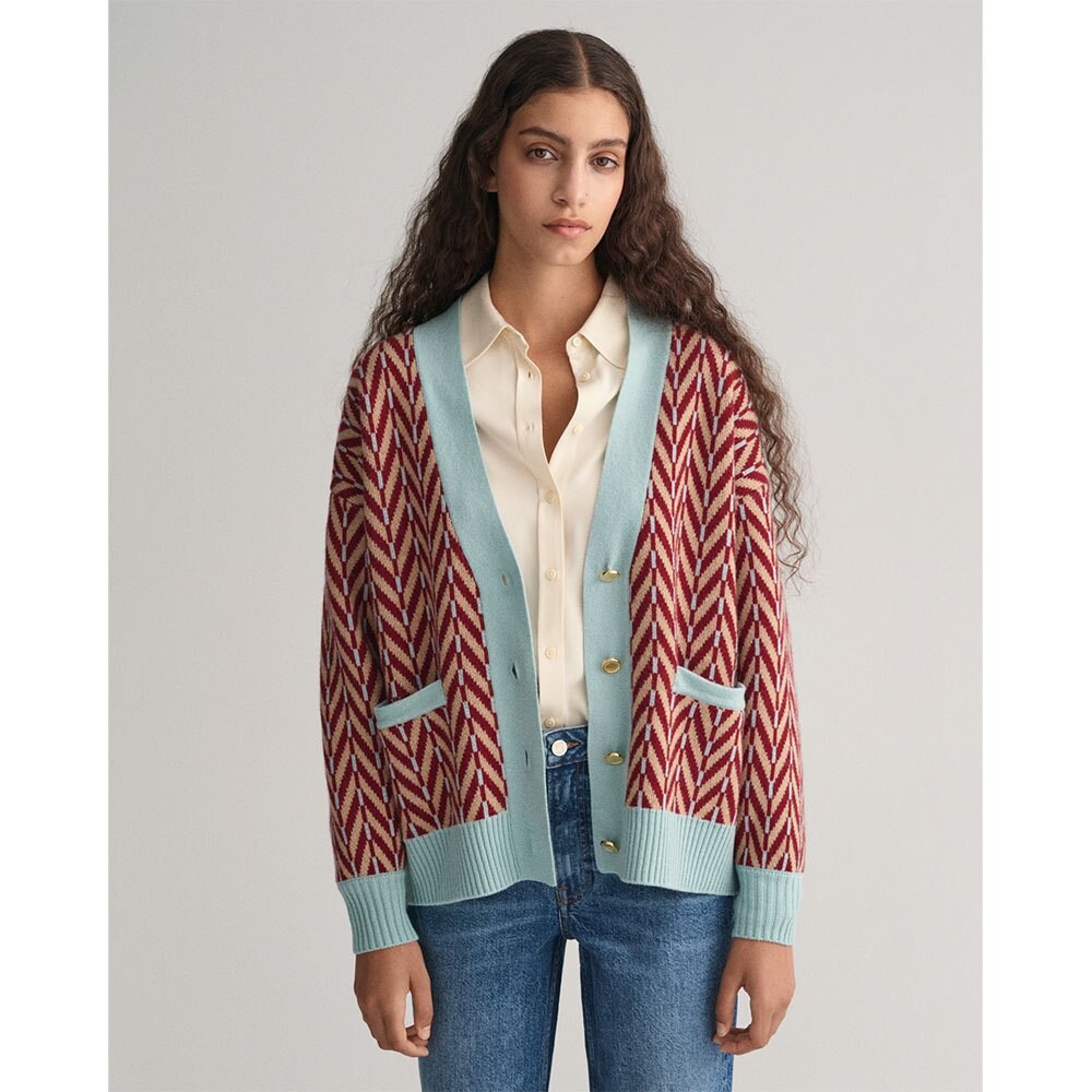 

Кардиган Gant Multicolor Herringbone, красный
